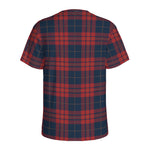 Blue And Red Tartan Pattern Print Men's Sports T-Shirt