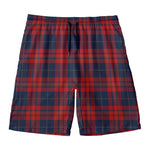 Blue And Red Tartan Pattern Print Men's Swim Trunks