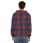 Blue And Red Tartan Pattern Print Men's Velvet Pullover Hoodie