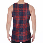 Blue And Red Tartan Pattern Print Men's Velvet Tank Top