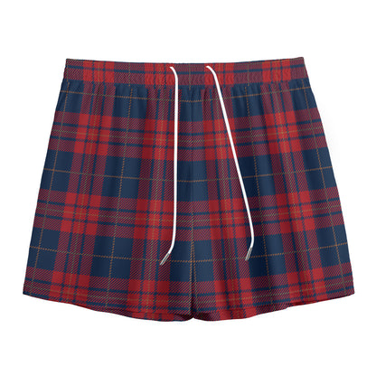 Blue And Red Tartan Pattern Print Mesh Shorts