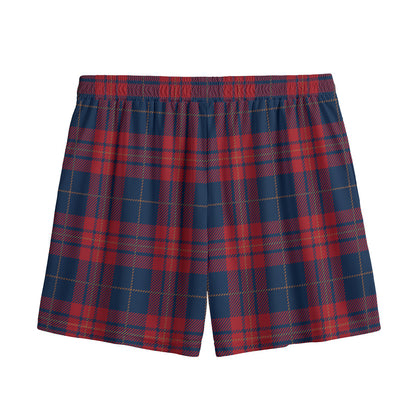 Blue And Red Tartan Pattern Print Mesh Shorts