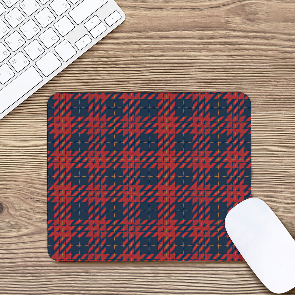 Blue And Red Tartan Pattern Print Mouse Pad