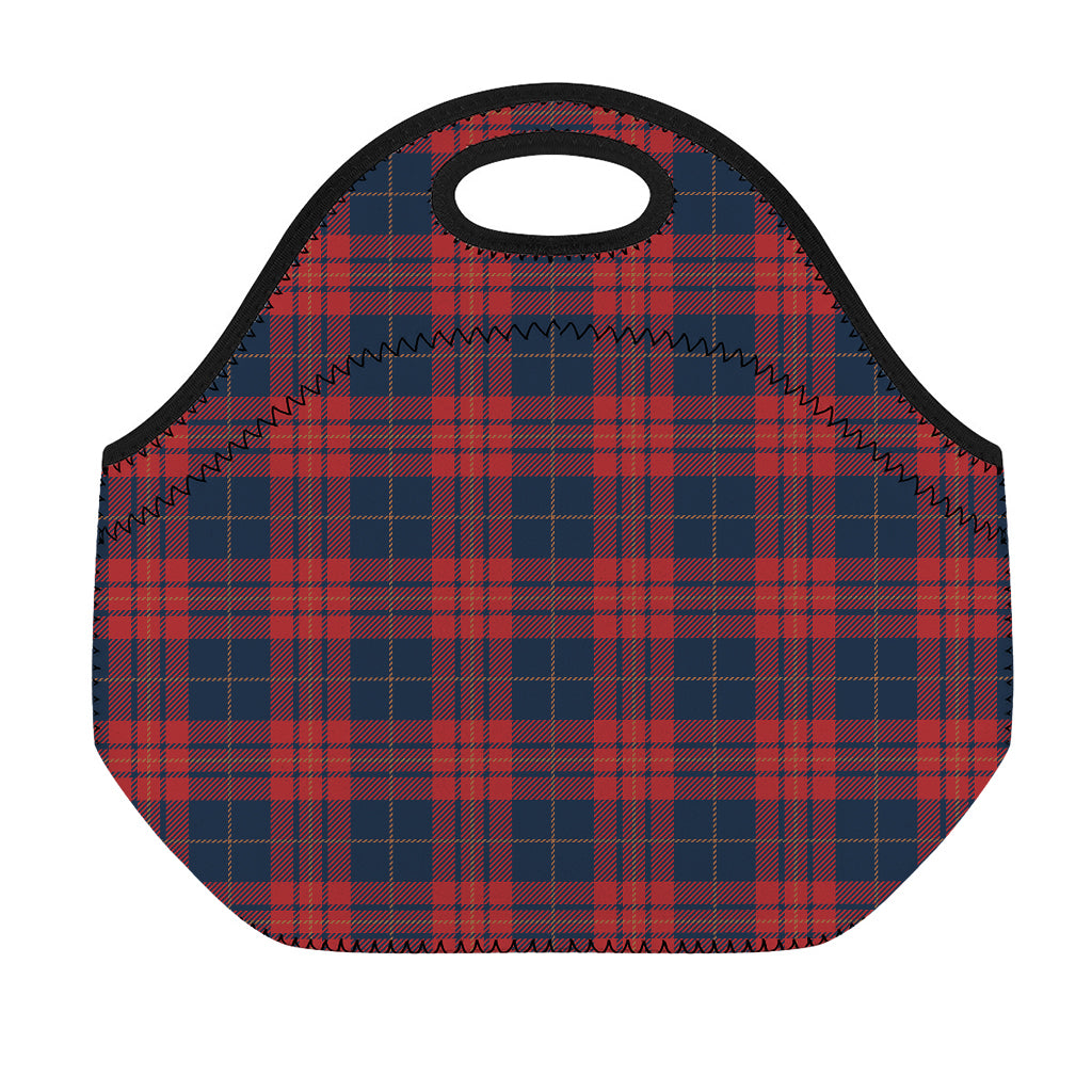Blue And Red Tartan Pattern Print Neoprene Lunch Bag