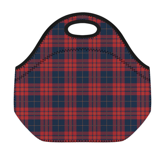 Blue And Red Tartan Pattern Print Neoprene Lunch Bag