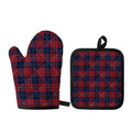 Blue And Red Tartan Pattern Print Oven Mitt And Pot Holder Set