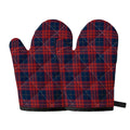 Blue And Red Tartan Pattern Print Oven Mitts