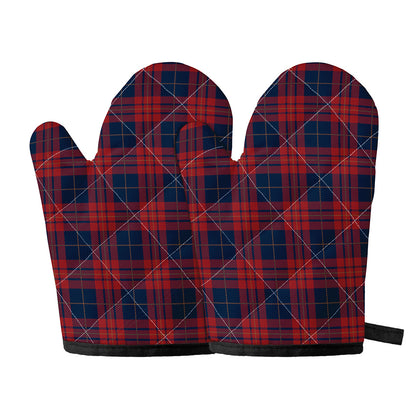Blue And Red Tartan Pattern Print Oven Mitts