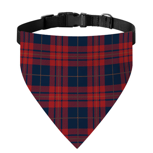 Blue And Red Tartan Pattern Print Over The Collar Dog Bandana
