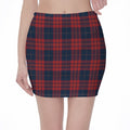 Blue And Red Tartan Pattern Print Pencil Mini Skirt