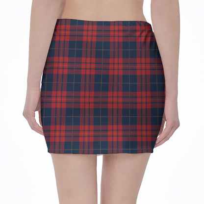 Blue And Red Tartan Pattern Print Pencil Mini Skirt