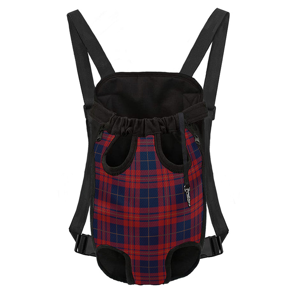 Blue And Red Tartan Pattern Print Pet Carrier Backpack