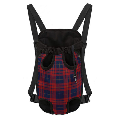 Blue And Red Tartan Pattern Print Pet Carrier Backpack