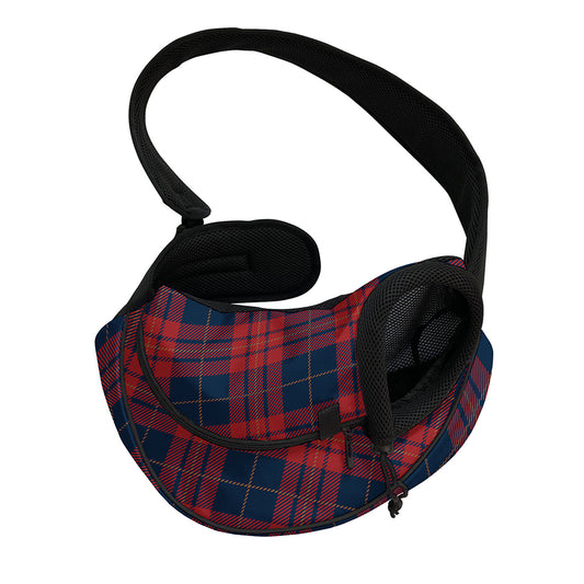 Blue And Red Tartan Pattern Print Pet Sling Carrier