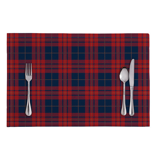 Blue And Red Tartan Pattern Print Placemat