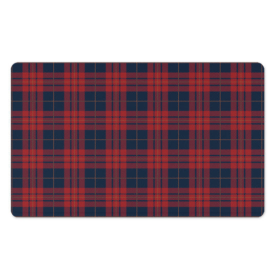 Blue And Red Tartan Pattern Print Polyester Doormat