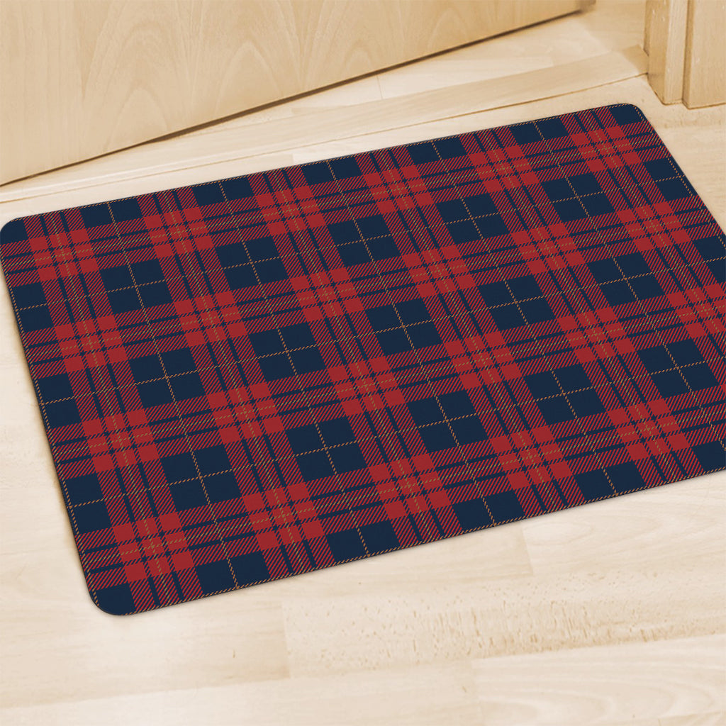 Blue And Red Tartan Pattern Print Polyester Doormat