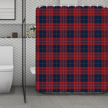 Blue And Red Tartan Pattern Print Polyester Shower Curtain