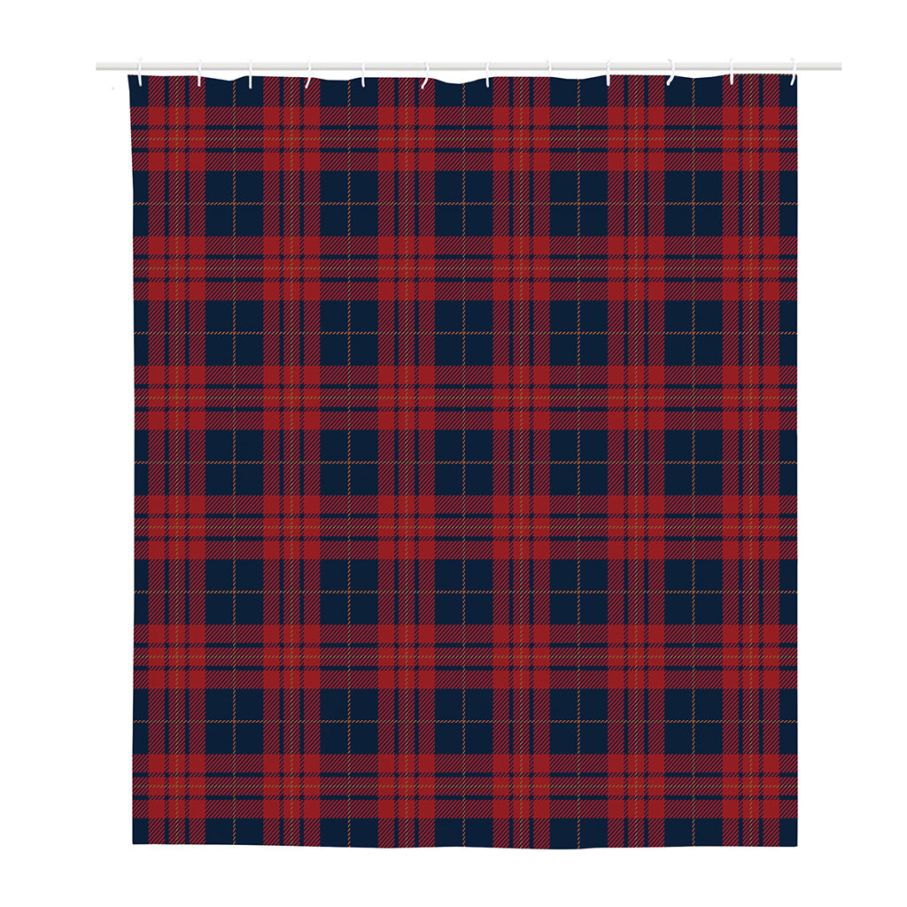 Blue And Red Tartan Pattern Print Polyester Shower Curtain