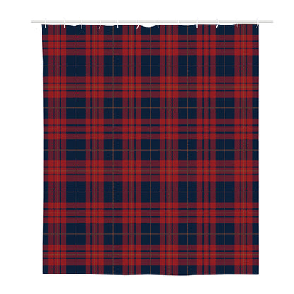 Blue And Red Tartan Pattern Print Polyester Shower Curtain