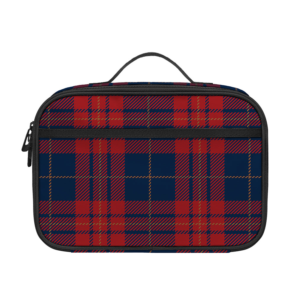 Blue And Red Tartan Pattern Print Portable Lunch Bag
