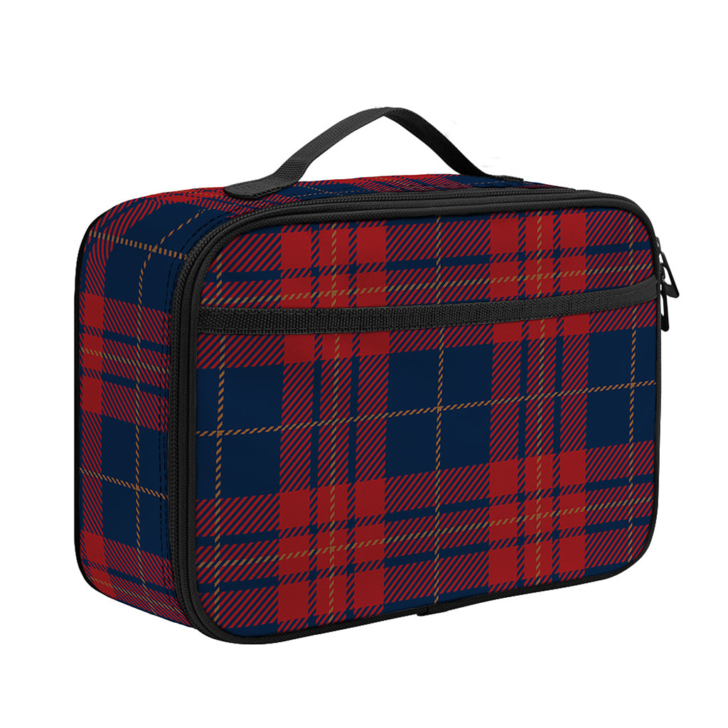 Blue And Red Tartan Pattern Print Portable Lunch Bag