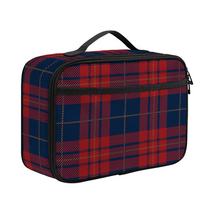 Blue And Red Tartan Pattern Print Portable Lunch Bag