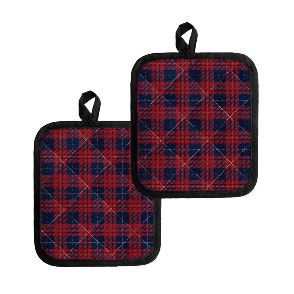 Blue And Red Tartan Pattern Print Pot Holders