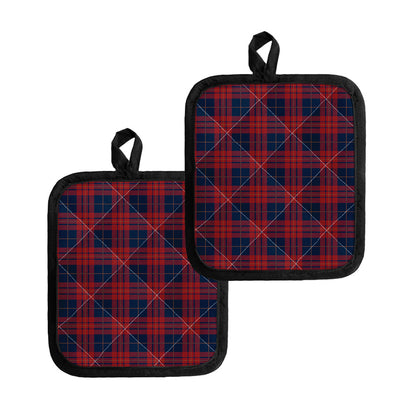 Blue And Red Tartan Pattern Print Pot Holders