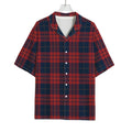 Blue And Red Tartan Pattern Print Rayon Hawaiian Shirt