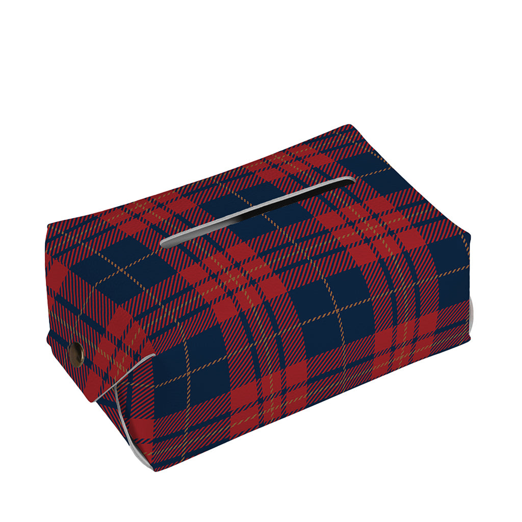 Blue And Red Tartan Pattern Print Rectangle Tissue Box Cover