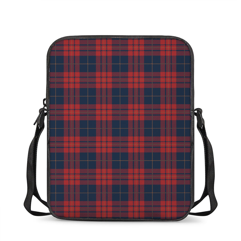Blue And Red Tartan Pattern Print Rectangular Crossbody Bag