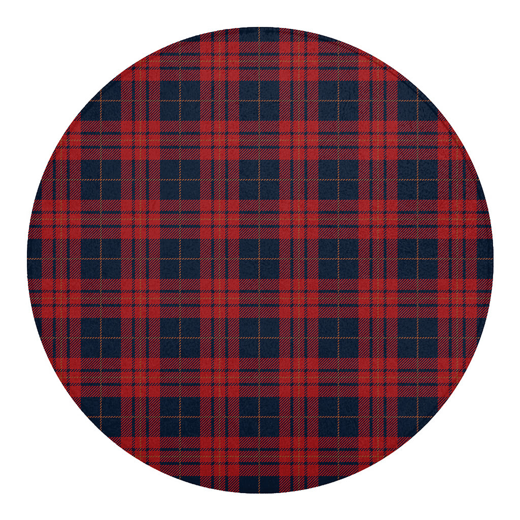 Blue And Red Tartan Pattern Print Round Blanket