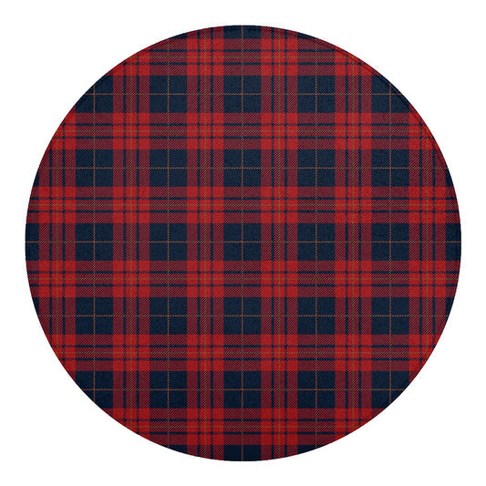 Blue And Red Tartan Pattern Print Round Blanket