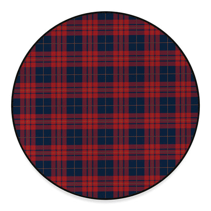 Blue And Red Tartan Pattern Print Round Floor Mat