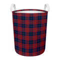 Blue And Red Tartan Pattern Print Round Laundry Basket