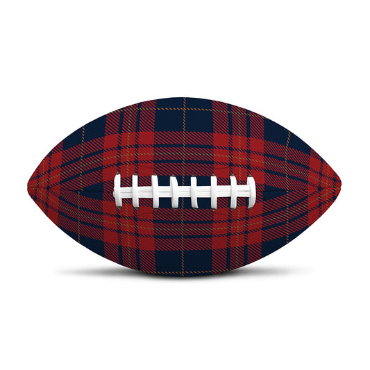 Blue And Red Tartan Pattern Print Rugby Ball