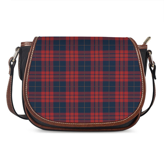 Blue And Red Tartan Pattern Print Saddle Bag