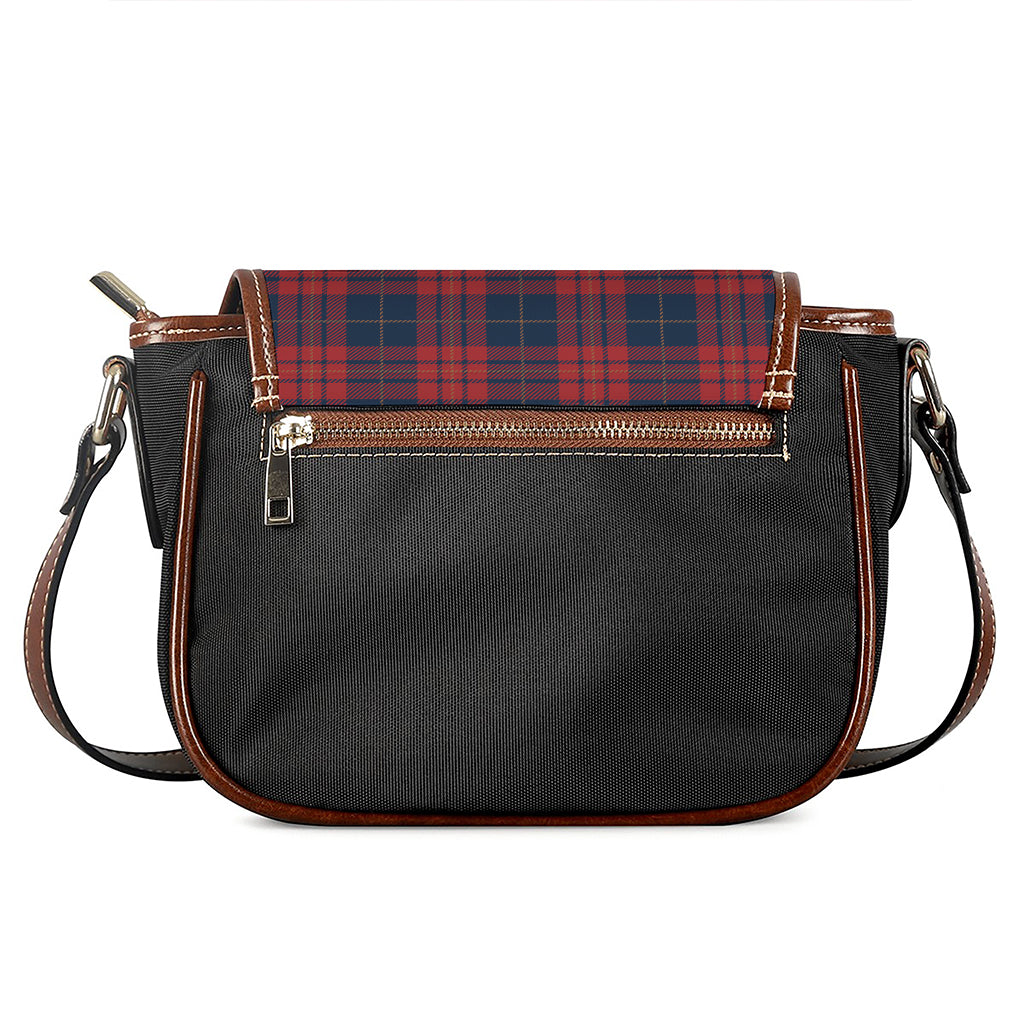Blue And Red Tartan Pattern Print Saddle Bag