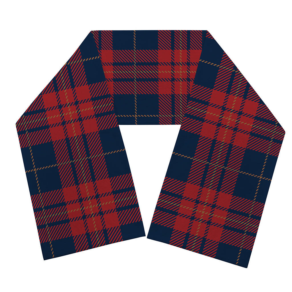 Blue And Red Tartan Pattern Print Scarf
