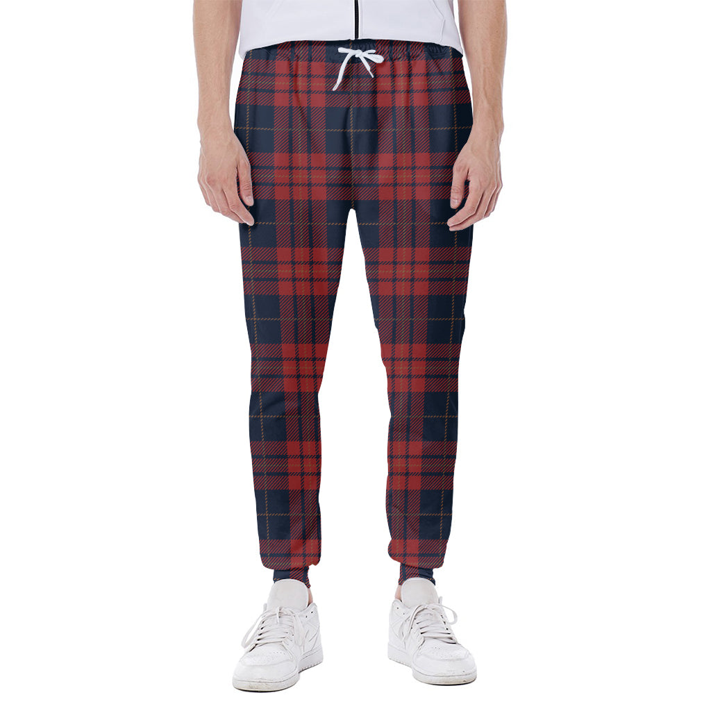 Blue And Red Tartan Pattern Print Scuba Joggers