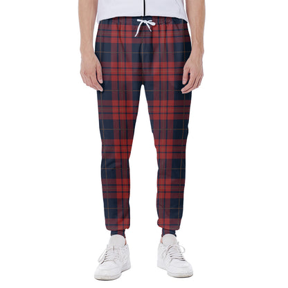 Blue And Red Tartan Pattern Print Scuba Joggers