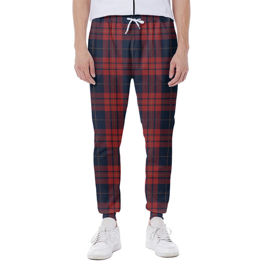 Blue And Red Tartan Pattern Print Scuba Joggers