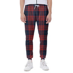 Blue And Red Tartan Pattern Print Scuba Joggers