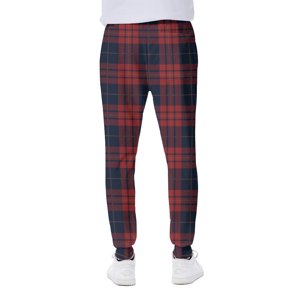 Blue And Red Tartan Pattern Print Scuba Joggers