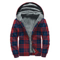 Blue And Red Tartan Pattern Print Sherpa Lined Zip Up Hoodie