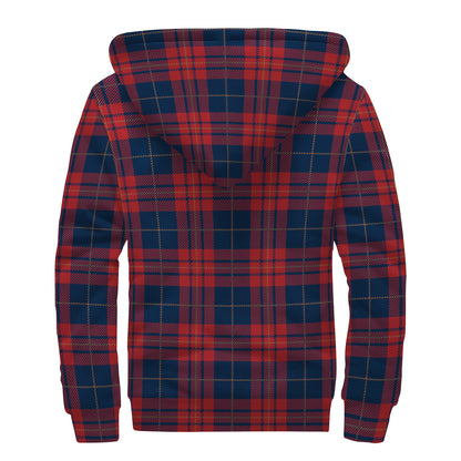 Blue And Red Tartan Pattern Print Sherpa Lined Zip Up Hoodie