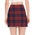 Blue And Red Tartan Pattern Print Side Slit Mini Skirt