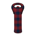 Blue And Red Tartan Pattern Print Single Neoprene Wine Tote