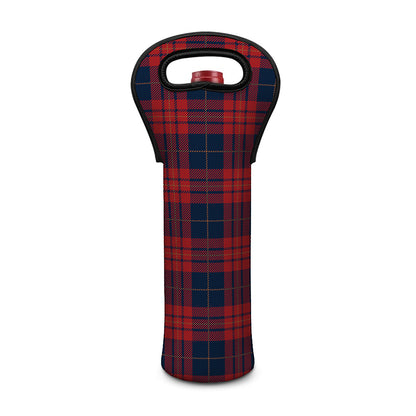 Blue And Red Tartan Pattern Print Single Neoprene Wine Tote